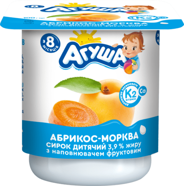 Сирок АГУША абрикос-морква 3,9%, 100г